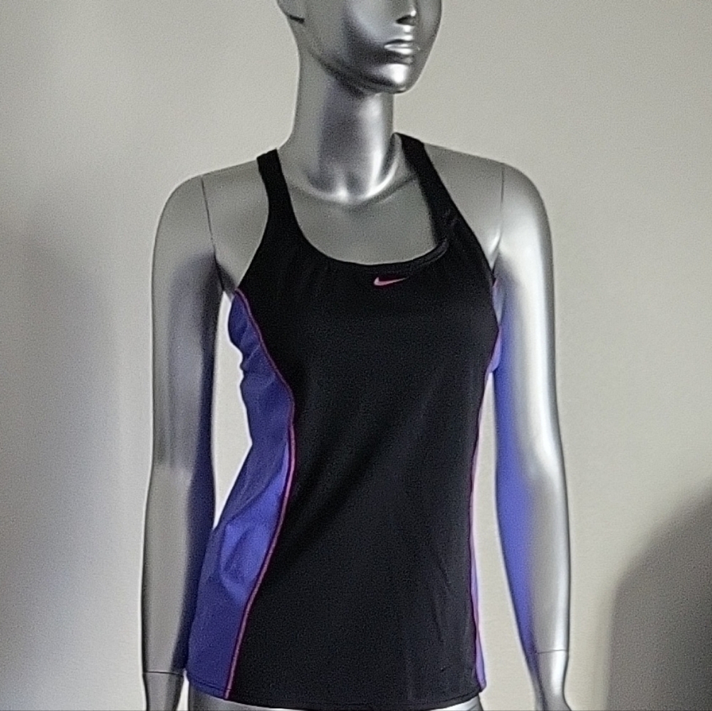 Nike Black and Purple Athletic Tank Top